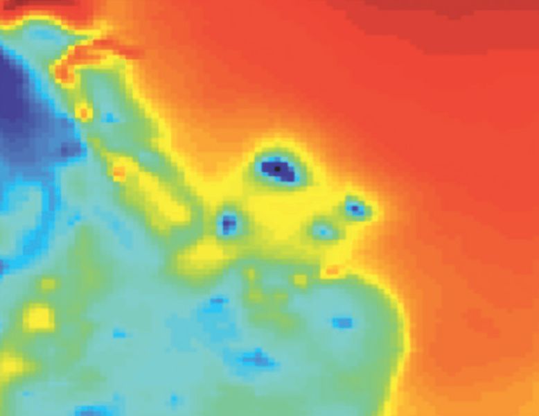 Wind resource influenced by cluster wind farms (blue dots)